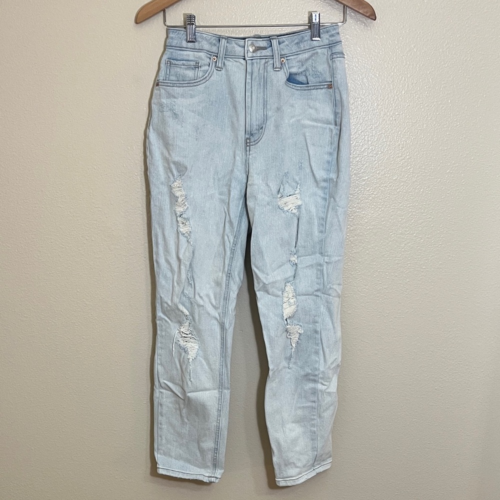 Wild Fable Highest Rise Curvy Mom Light Blue Distressed Jeans